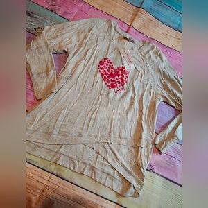 XL Philosophy Gray Heart Modal Long Sleeve Top #0405
